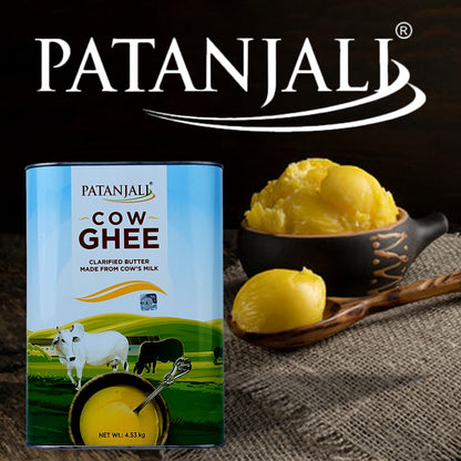 Patanjali Grass Fed Cow Ghee 1Lt- Energy Infused, Low in Lactose, Low in Casein, Non-GMO, Vegetarian, Gluten free, Keto and Paleo friendly.
