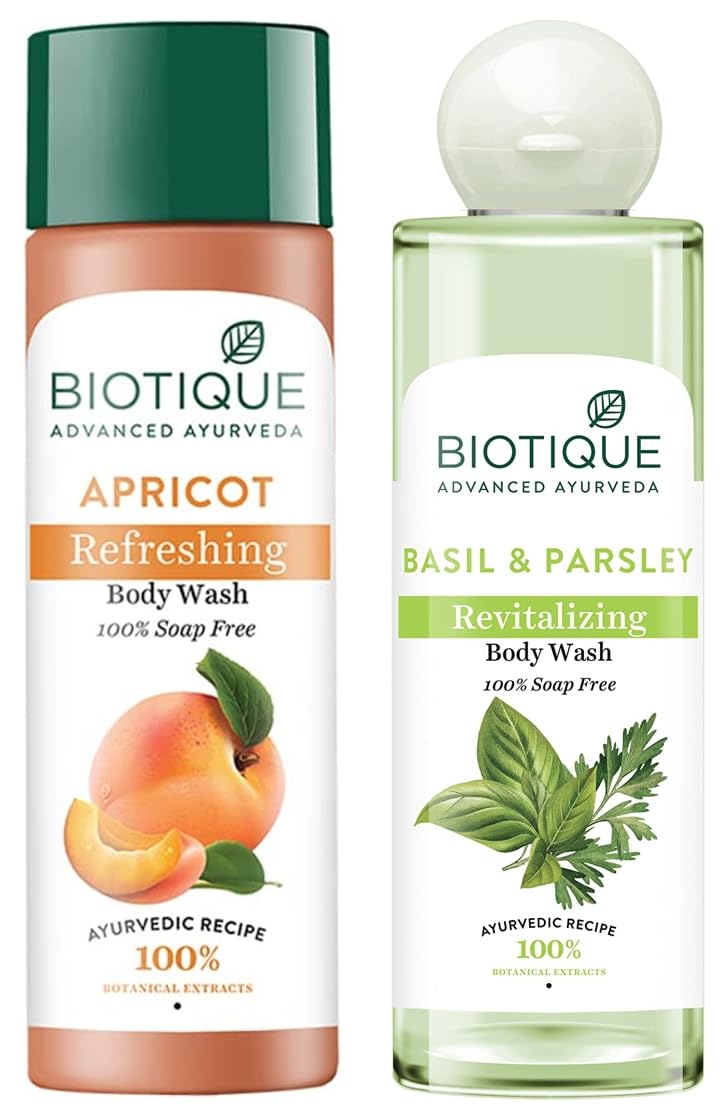 Biotique Bio Apricot Refreshing Body Wash, 190ml And Biotique Bio Honey Gel Refreshing Foaming Face Cleanser, 120ml