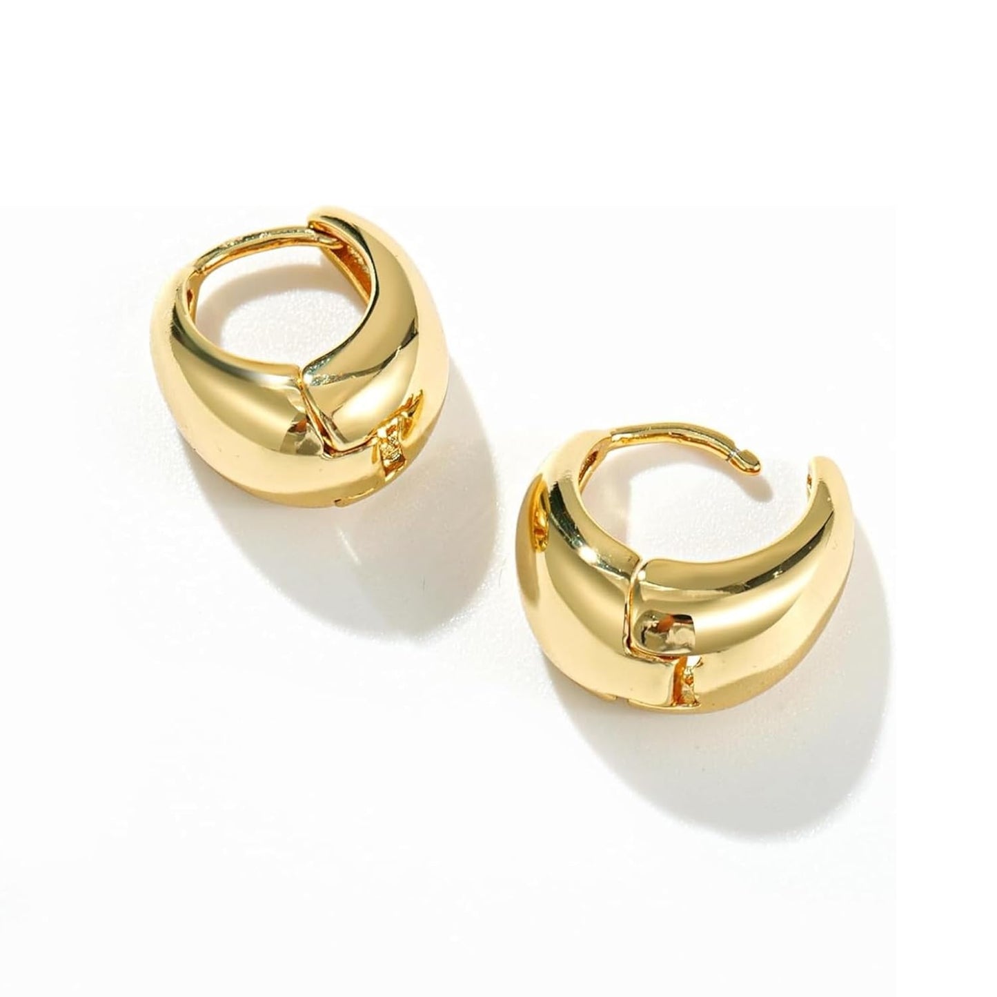 Salve Stylish Trendy Chunky Golden Dainty Small Huggie Hoop Earrings | Latest Fancy Trendy Hoops Bali Studs | Korean Fashion Jewellery Women & Girls (Oval)
