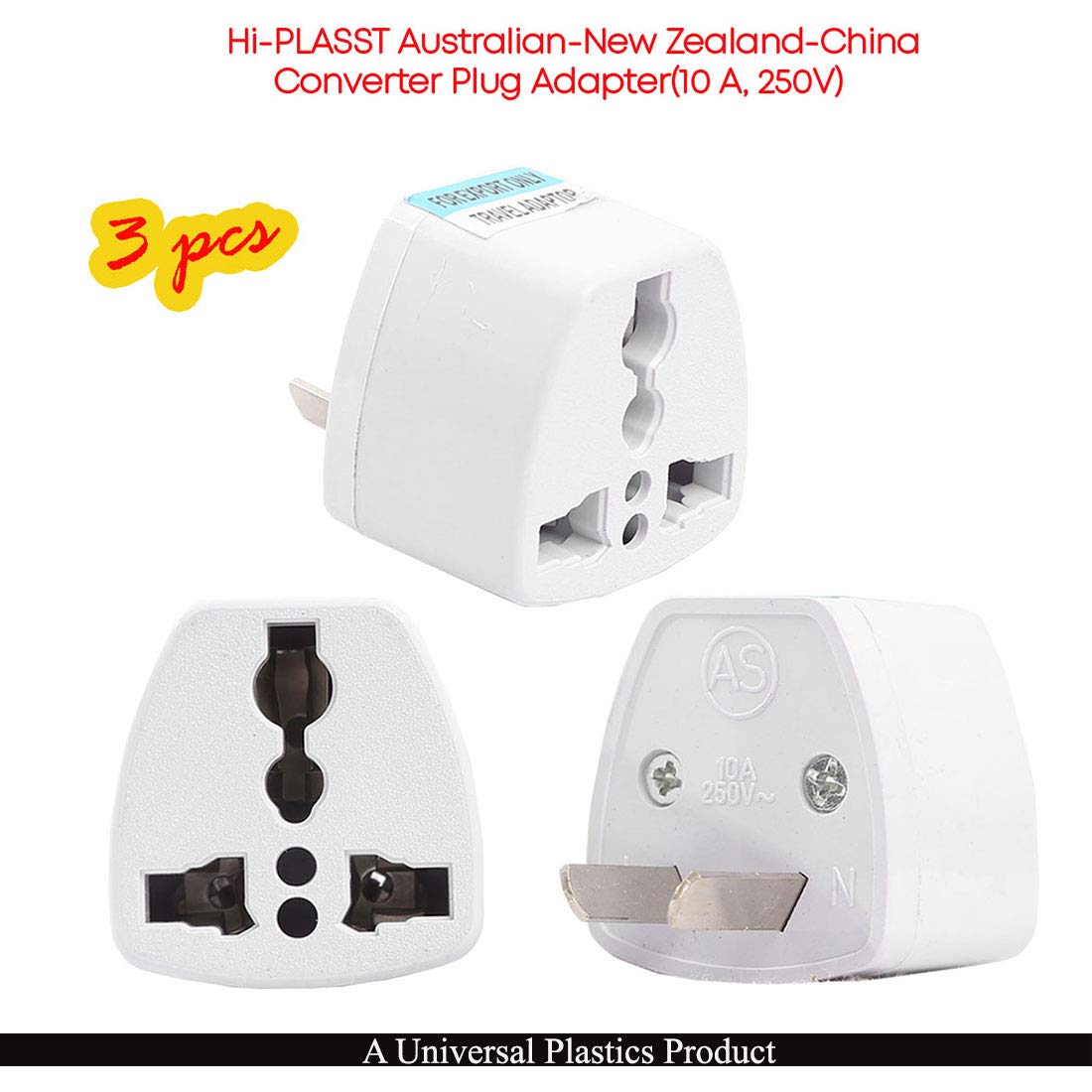 Hi-PLASST (3pcs) Type-A US Converter Plug // India to USA Universal Travel Adapter for USA, Canada, Mexico, Brazil, Philippines, Cuba, Thailand, Taiwan, Japan, Panama, etc