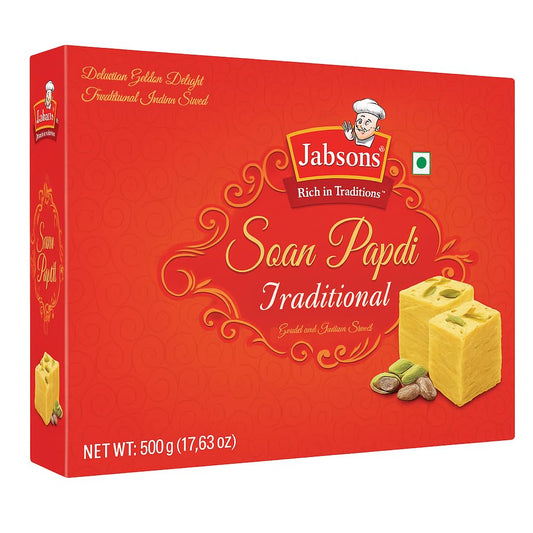 Jabsons - Traditional Soan Papdi, Flaky Indian Sweet, 17.6 oz (500 G)