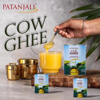 Patanjali Grass Fed Cow Ghee 1Lt- Energy Infused, Low in Lactose, Low in Casein, Non-GMO, Vegetarian, Gluten free, Keto and Paleo friendly.