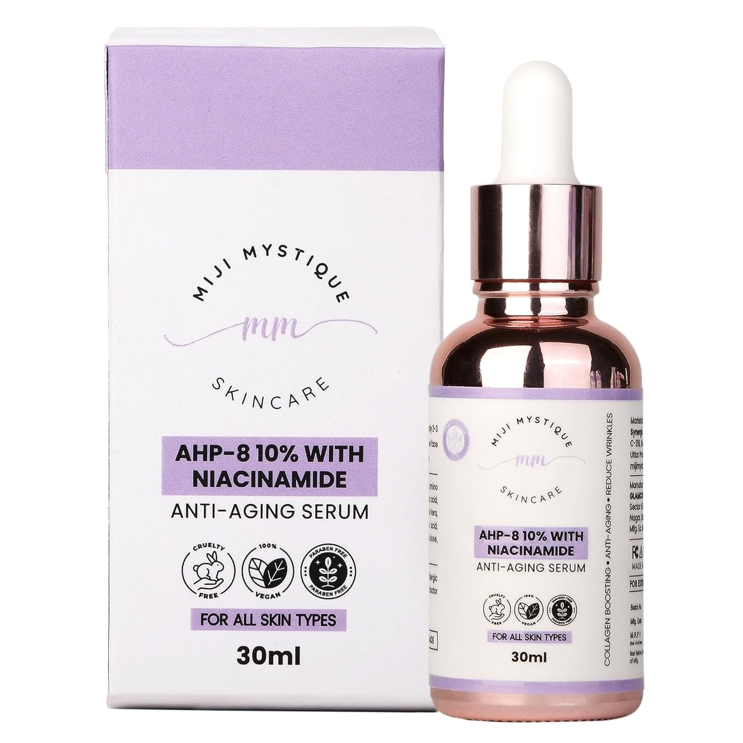 Miji Mystique Argireline Peptide Face Serum with AHP-8 | AHP-8 + Niacinamide | Smooths Fine Lines | Collagen Boost | Firms & Tightens Skin | Peptide Complex Serum | Non-Invasive Wrinkle Care | Botox Alternative | Reduces Fine Lines & Wrinkles | Firms & Li