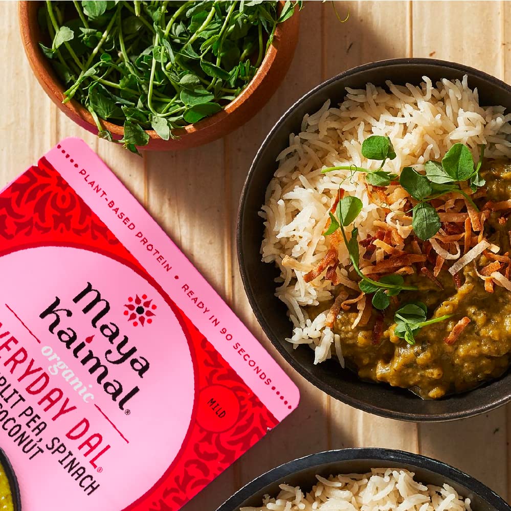 Maya Kaimal Foods - Organic Indian Everyday Dal - 6 pack variety of 10oz Ready to Eat Meals - Fully Cooked - Vegan - Kosher - Microwavable - made from Lentils, Beans, Squash, Coconut, Peas