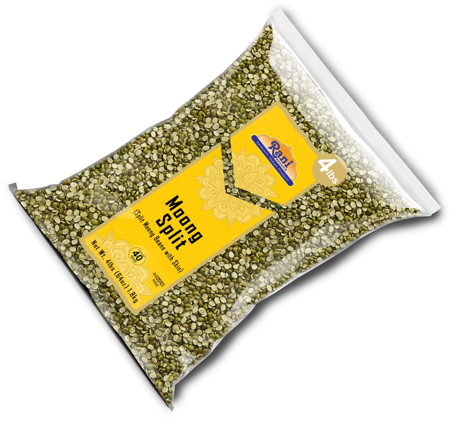 Rani Moong Whole (Ideal for cooking & sprouting, Whole Mung Beans with skin) Lentils Indian 64oz (4lbs) 1.81kg Bulk ~ All Natural | Gluten Friendly | Non-GMO | Kosher | Vegan | Indian Origin