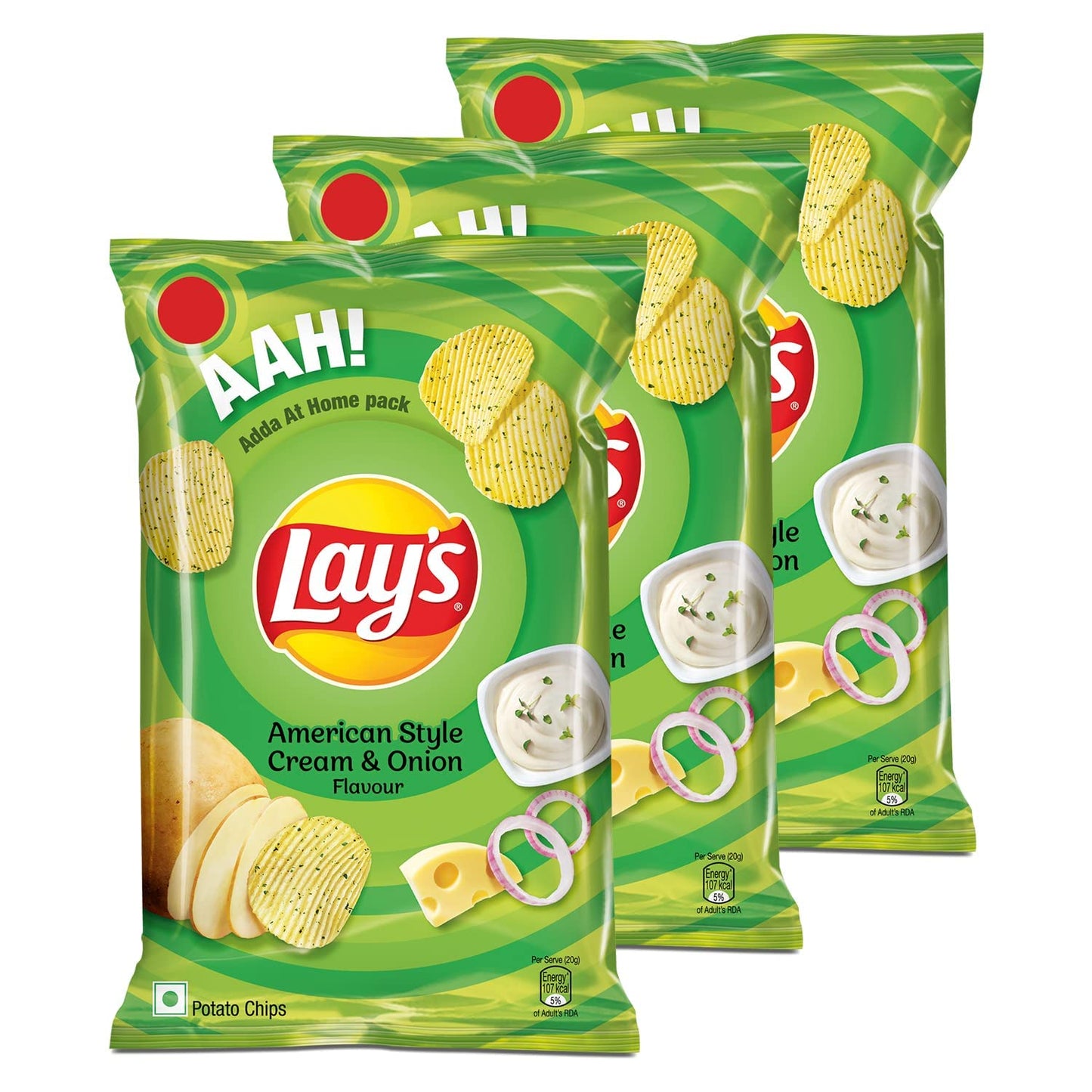 Lay's Potato Chips, India's Magic Masala Flavour, Crunchy Chips & Snacks 3 PACK