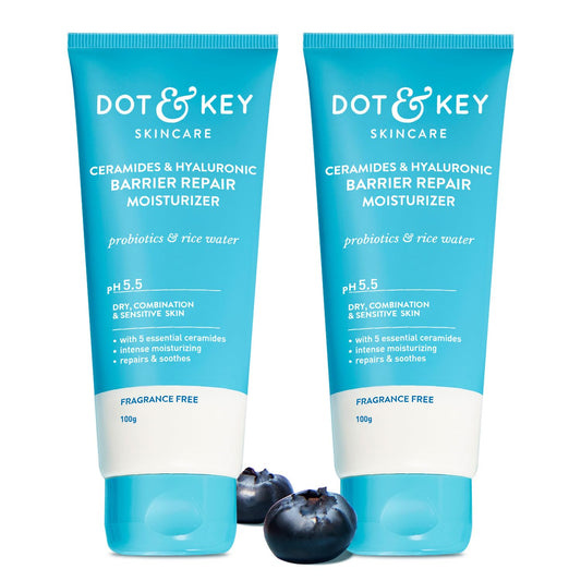 Dot & Key Ceramides Moisturizer with Hyaluronic for Intense Moisturizing and Skin Strengthening | With Probiotic & Rice Water I Barrier Repair Cream | For Dry Skin, Normal & Sensitive Skin | 100g