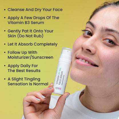 Cos-IQ 5% Niacinamide Face Serum for Clear Glowing Skin, Reduces Dullness, Hydrates & Repairs Skin with Vit B3 & Hyaluronic Acid, Day & Night Serum | For Women & Men | 30ml