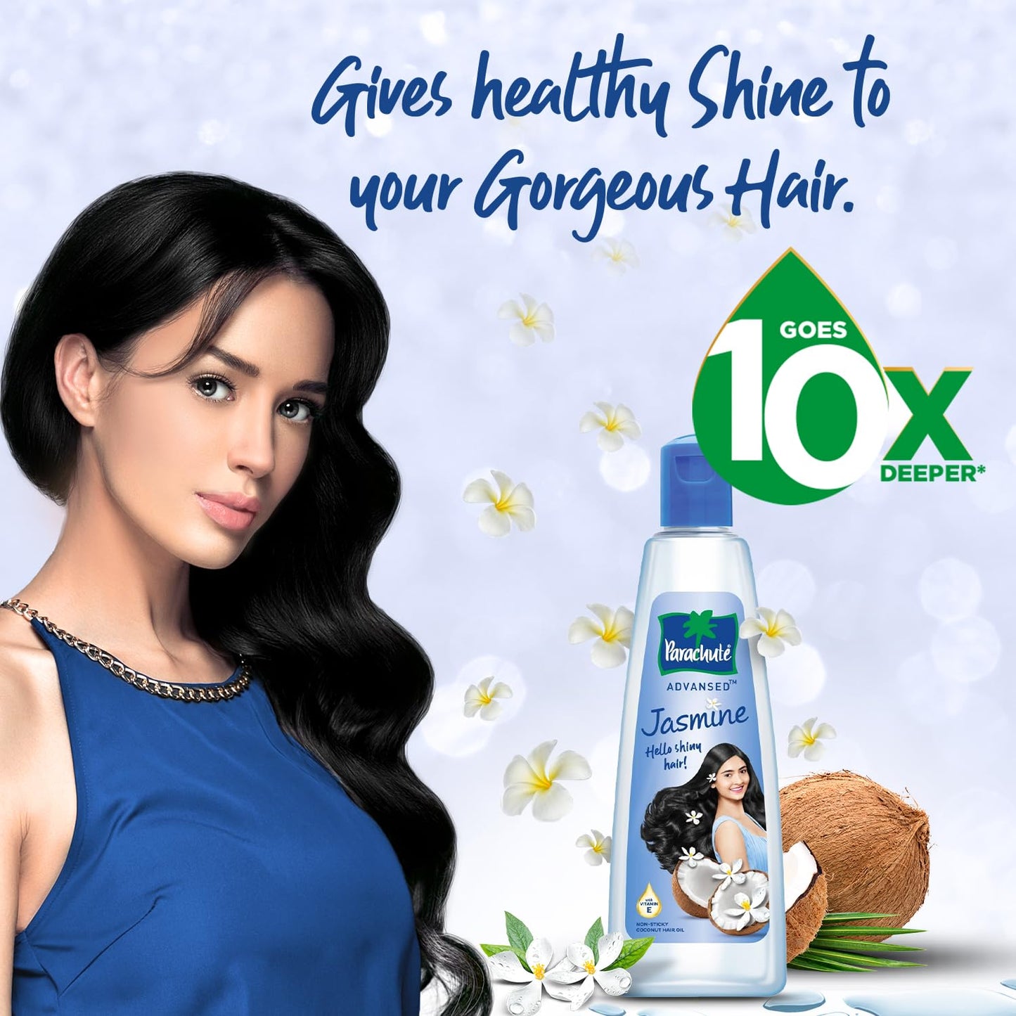 Parachute Advansed Jasmine Enriched Coconut Hair Oil with Vitamin-E | For Scalp Nourishment| Stronger, Softer, Silkier Hair | Indian Hair Oil | All Hair Types| 10.1 Fl.oz