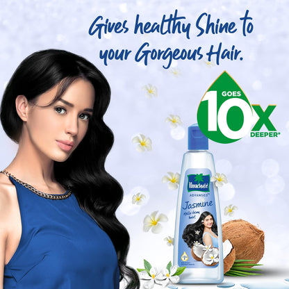 Parachute Advansed Jasmine Enriched Coconut Hair Oil with Vitamin-E | For Scalp Nourishment| Stronger, Softer, Silkier Hair | Indian Hair Oil | All Hair Types| 10.1 Fl.oz