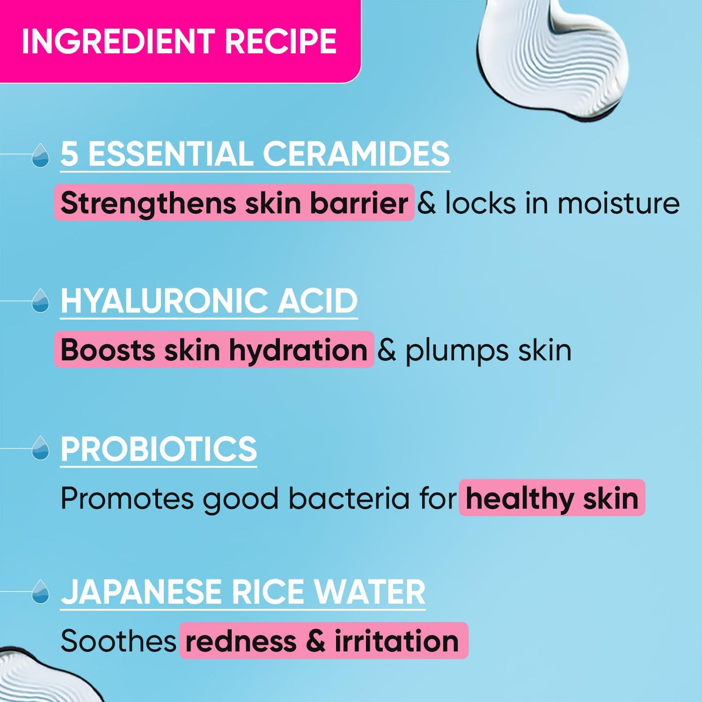 Dot & Key Ceramides Moisturizer with Hyaluronic for Intense Moisturizing and Skin Strengthening | With Probiotic & Rice Water I Barrier Repair Cream | For Dry Skin, Normal & Sensitive Skin | 100g