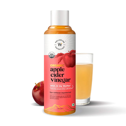 Wellbeing Nutrition Organic Apple Cider Vinegar - Raw, Unfiltered, Unpasteurized - 500ml