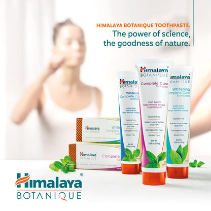 Himalaya Botanique Complete Care Toothpaste, Herbal, Mint Flavor, Fights Plaque, Freshens Breath, Fluoride Free, No Artificial Flavors, SLS Free, Cruelty Free, Foaming, 5.29 Oz, 4 Pack
