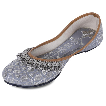 DFR Women Rajasthani Embroidered with Payal Punjabi Mojari Juti Shoe