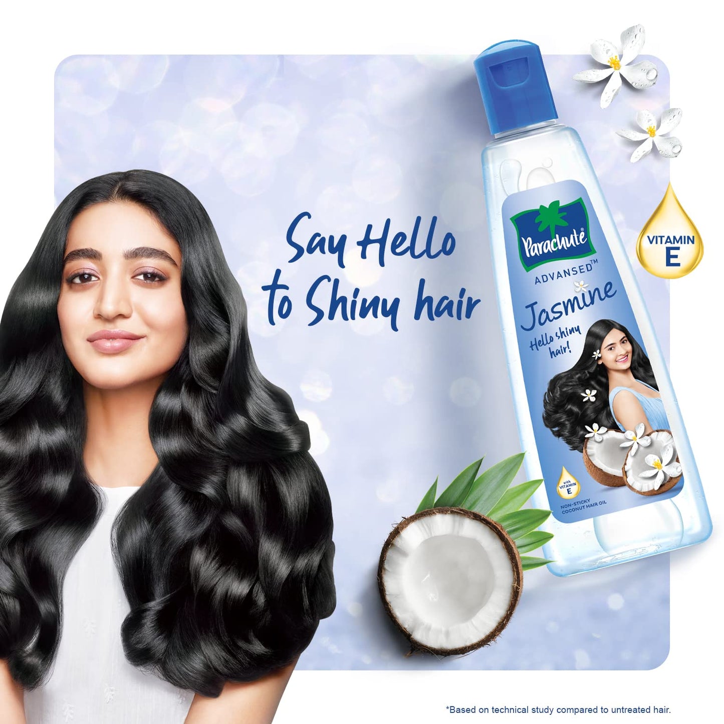 Parachute Advansed Jasmine Enriched Coconut Hair Oil with Vitamin-E | For Scalp Nourishment| Stronger, Softer, Silkier Hair | Indian Hair Oil | All Hair Types| 10.1 Fl.oz