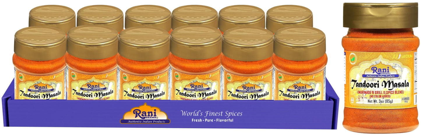 Rani Tandoori Masala (Natural, No Colors Added) Indian 11-Spice Blend 3oz (85g) PET Jar ~ Salt Free | Vegan | Gluten Friendly | NON-GMO | Kosher | Indian Origin