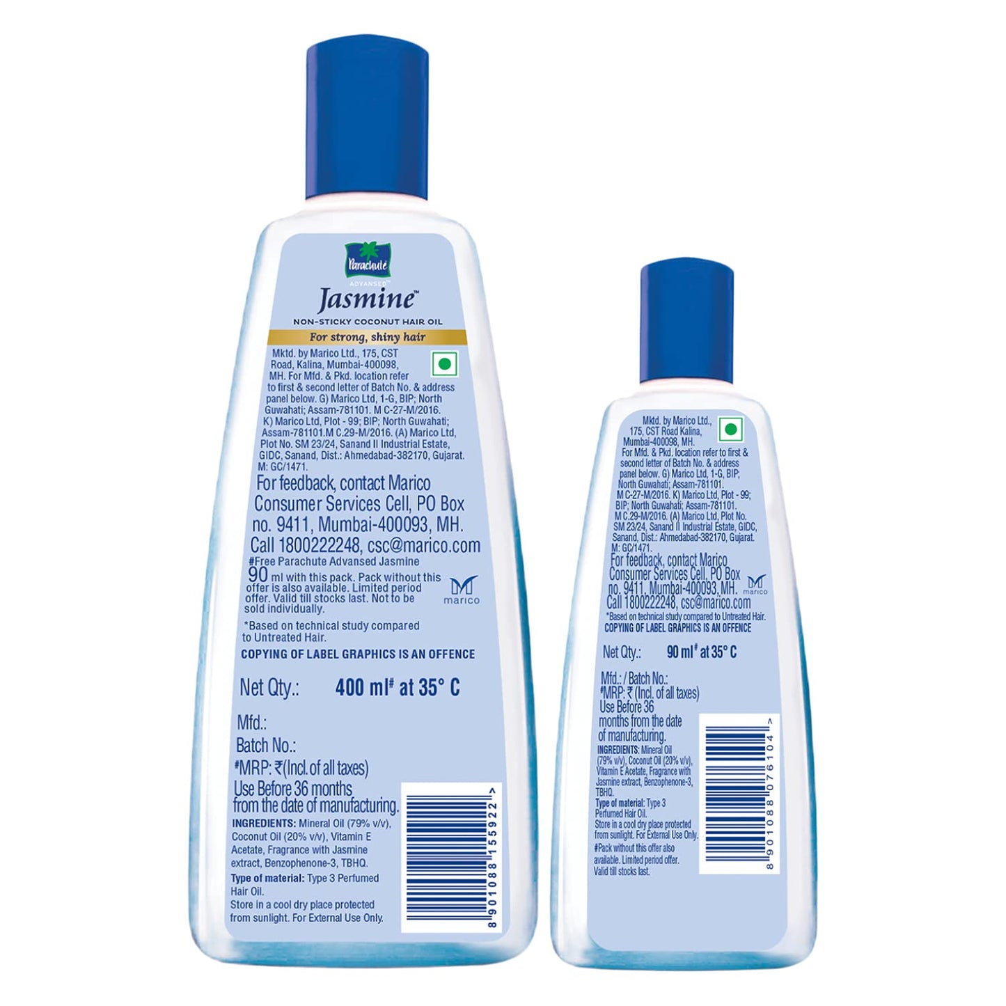 Parachute Advansed Jasmine Enriched Coconut Hair Oil with Vitamin-E | For Scalp Nourishment| Stronger, Softer, Silkier Hair | Indian Hair Oil | All Hair Types| 10.1 Fl.oz