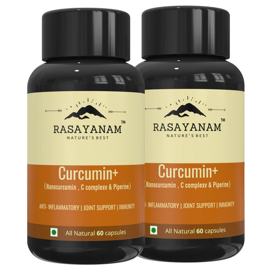 Rasayanam Curcumin+ 1500mg | Extra Pure Nano Curcumin capsules with Bioperine | Turmeric & Black pepper extract | Joint Support Supplement for men & women
