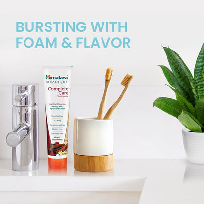 Himalaya Botanique Complete Care Toothpaste, Herbal, Mint Flavor, Fights Plaque, Freshens Breath, Fluoride Free, No Artificial Flavors, SLS Free, Cruelty Free, Foaming, 5.29 Oz, 4 Pack