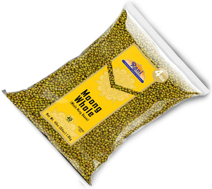 Rani Moong Whole (Ideal for cooking & sprouting, Whole Mung Beans with skin) Lentils Indian 64oz (4lbs) 1.81kg Bulk ~ All Natural | Gluten Friendly | Non-GMO | Kosher | Vegan | Indian Origin