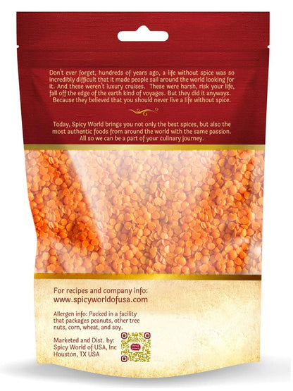 Masoor Dal 4 Pound Bag - Split Red Lentils Dry - All Natural, Pure, Vegan - Resealable Bag by Spicy World