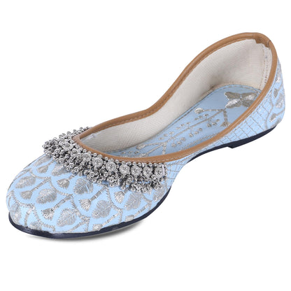 DFR Women Rajasthani Embroidered with Payal Punjabi Mojari Juti Shoe