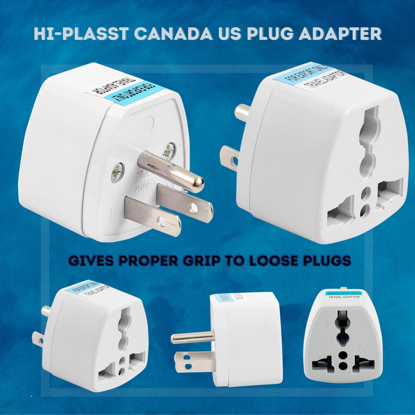 Hi-PLASST (3pcs) Type-A US Converter Plug // India to USA Universal Travel Adapter for USA, Canada, Mexico, Brazil, Philippines, Cuba, Thailand, Taiwan, Japan, Panama, etc