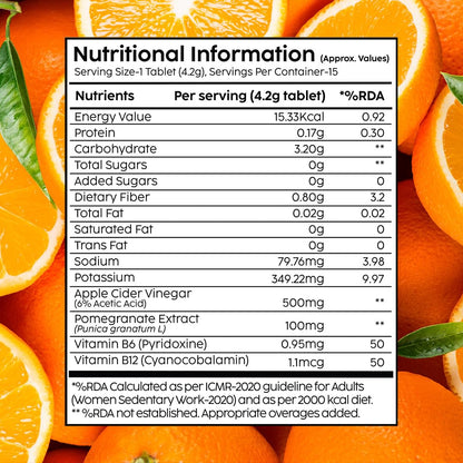 THE PLANT FIX Apple Cider Vinegar Effervescent Tablet with mother | Supports Metabolism & Appetite Control I With 500mg ACV, Vit B6 & B12 I No Maltodextrin, No Added Sugar I Pack of 4 (60 tablets)
