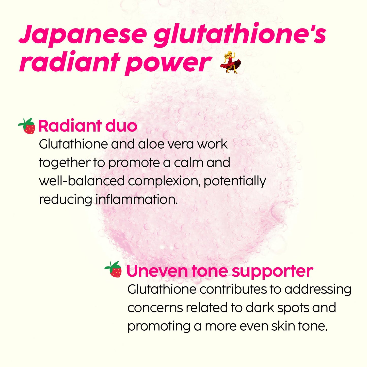 PLIX Glowy Skin 500mg Glutathione Supplement with Hyaluronic Acid, Vitamin C, E & Berries | 30 Effervescent Tablets, Strawberry Flavor