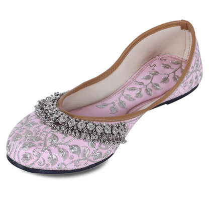DFR Women Rajasthani Embroidered with Payal Punjabi Mojari Juti Shoe