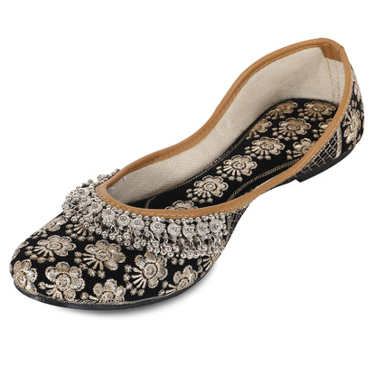 DFR Women Rajasthani Embroidered with Payal Punjabi Mojari Juti Shoe