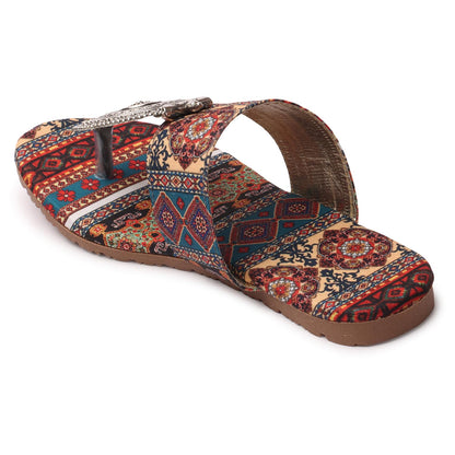 Women's Banjara Style Rajasthani Chappal Ethnic Flats Sandal, Traditional Slip-On Slipper 3 to 8 Sizes