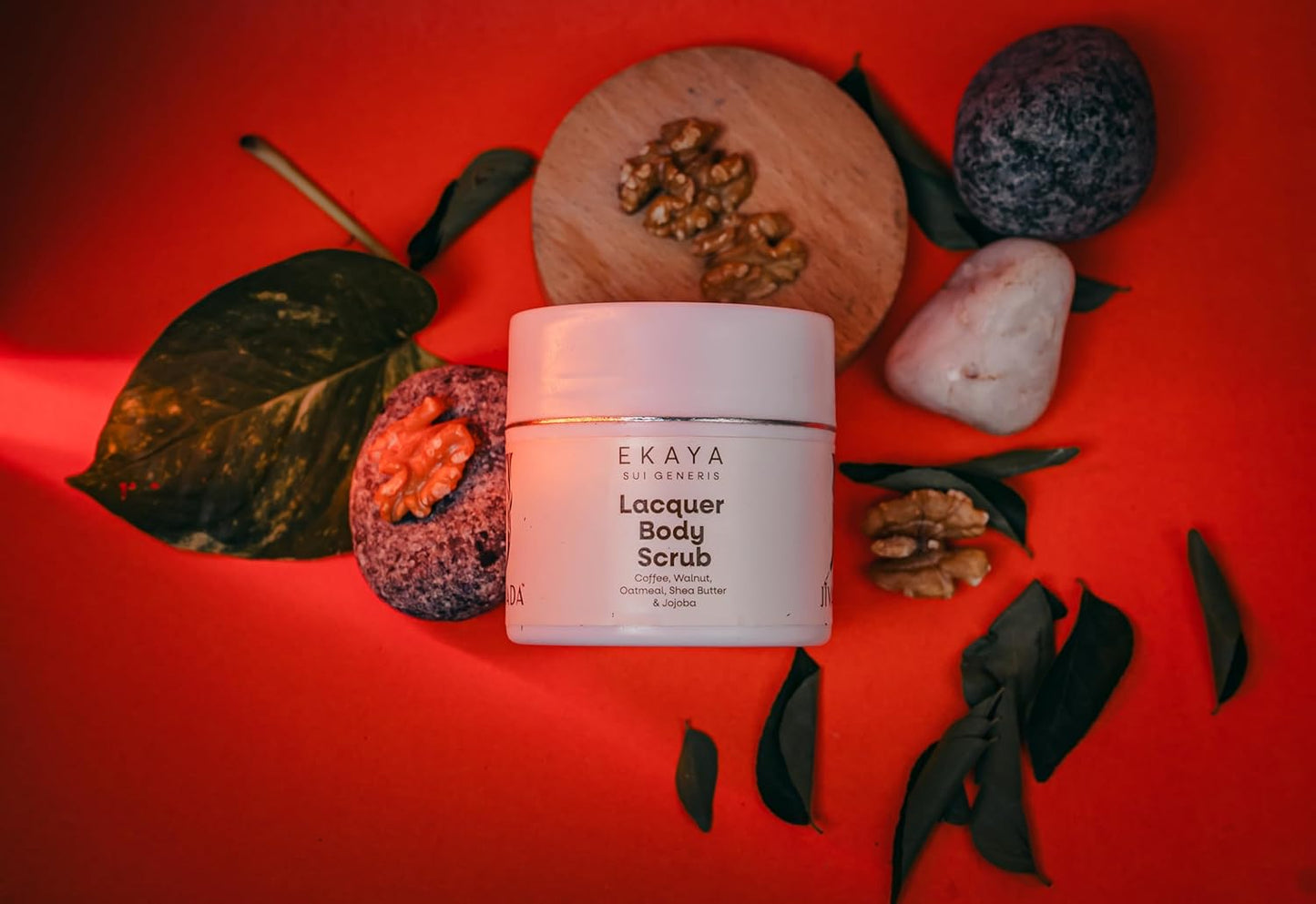 Jivada Lacquer Body Scrub with Walnut, Oatmeal & Kaolin Clay | Tan Removal, Dead & Dull Bumpy Skin| Brightened Smooth Skin | All Skin Types | Women & Men | Sulphate & Paraben Free |100g