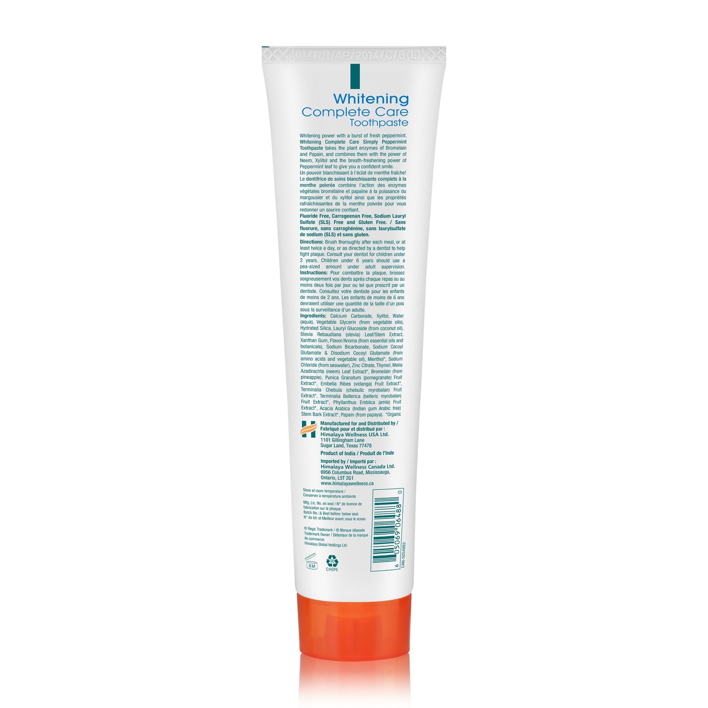 Himalaya Botanique Whitening Complete Care Toothpaste, Teeth Whitening, Fights Plaque, Fluoride Free, No Artificial Flavors, SLS Free, Cruelty Free, Foaming, Simply Mint Flavor, 5.29 Oz, 2 Pack