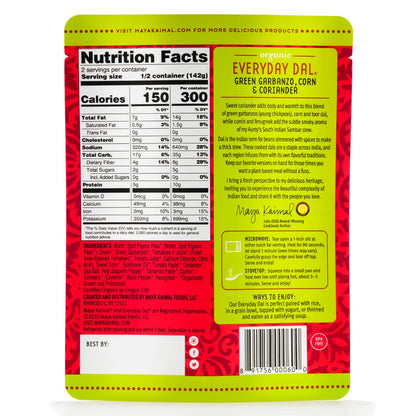 Maya Kaimal Foods - Organic Indian Everyday Dal - 6 pack variety of 10oz Ready to Eat Meals - Fully Cooked - Vegan - Kosher - Microwavable - made from Lentils, Beans, Squash, Coconut, Peas