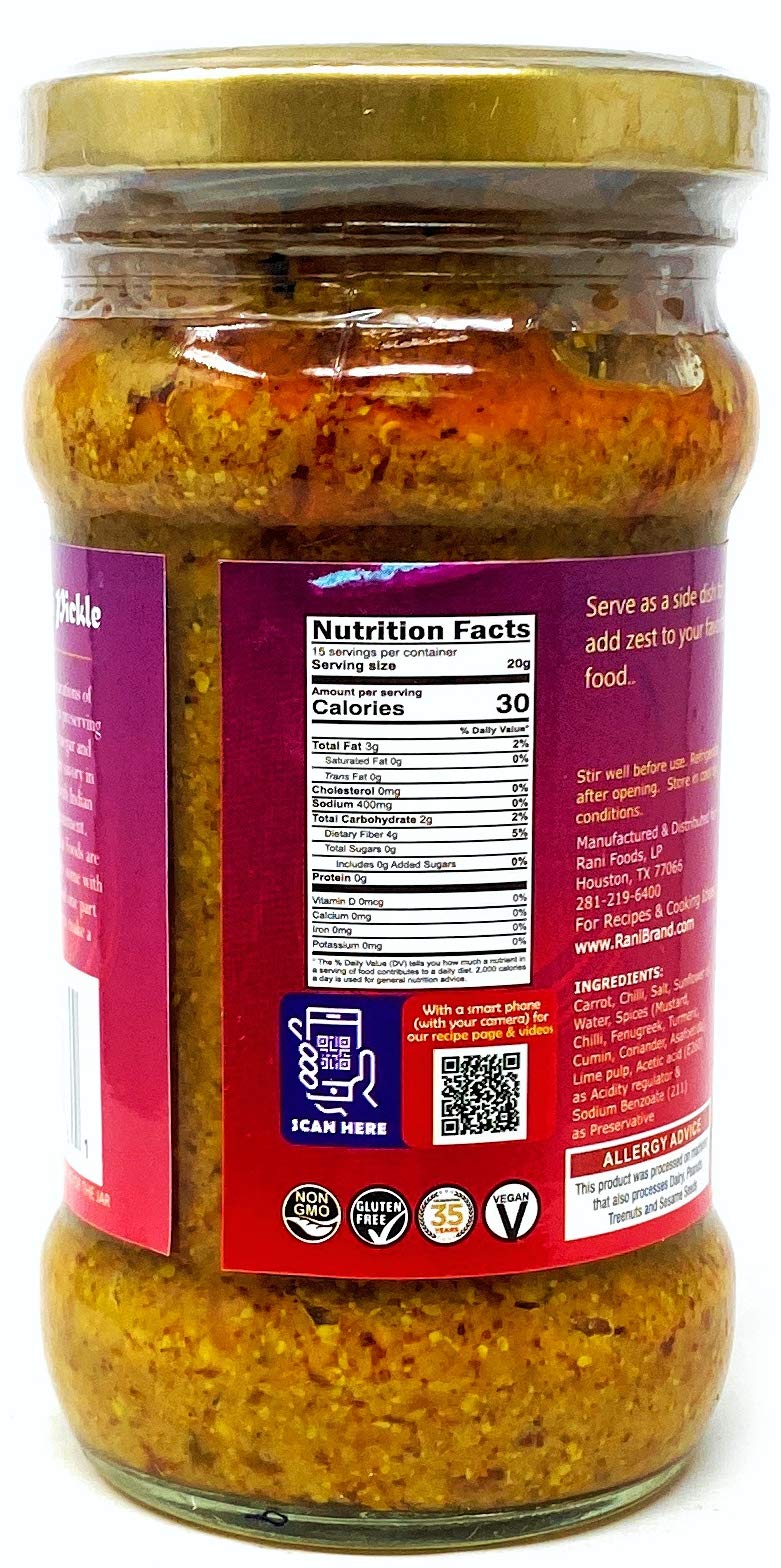 Rani Lime Pickle Hot (Achar, Spicy Indian Relish) 10.5oz (300g) Glass Jar ~ Vegan | Gluten Free | NON-GMO | No Colors | Popular Indian Condiment, Indian Origin