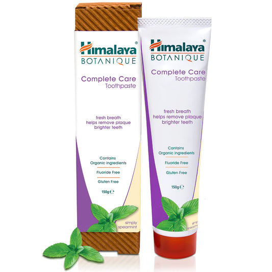Himalaya Botanique Complete Care Toothpaste, Herbal, Mint Flavor, Fights Plaque, Freshens Breath, Fluoride Free, No Artificial Flavors, SLS Free, Cruelty Free, Foaming, 5.29 Oz, 4 Pack