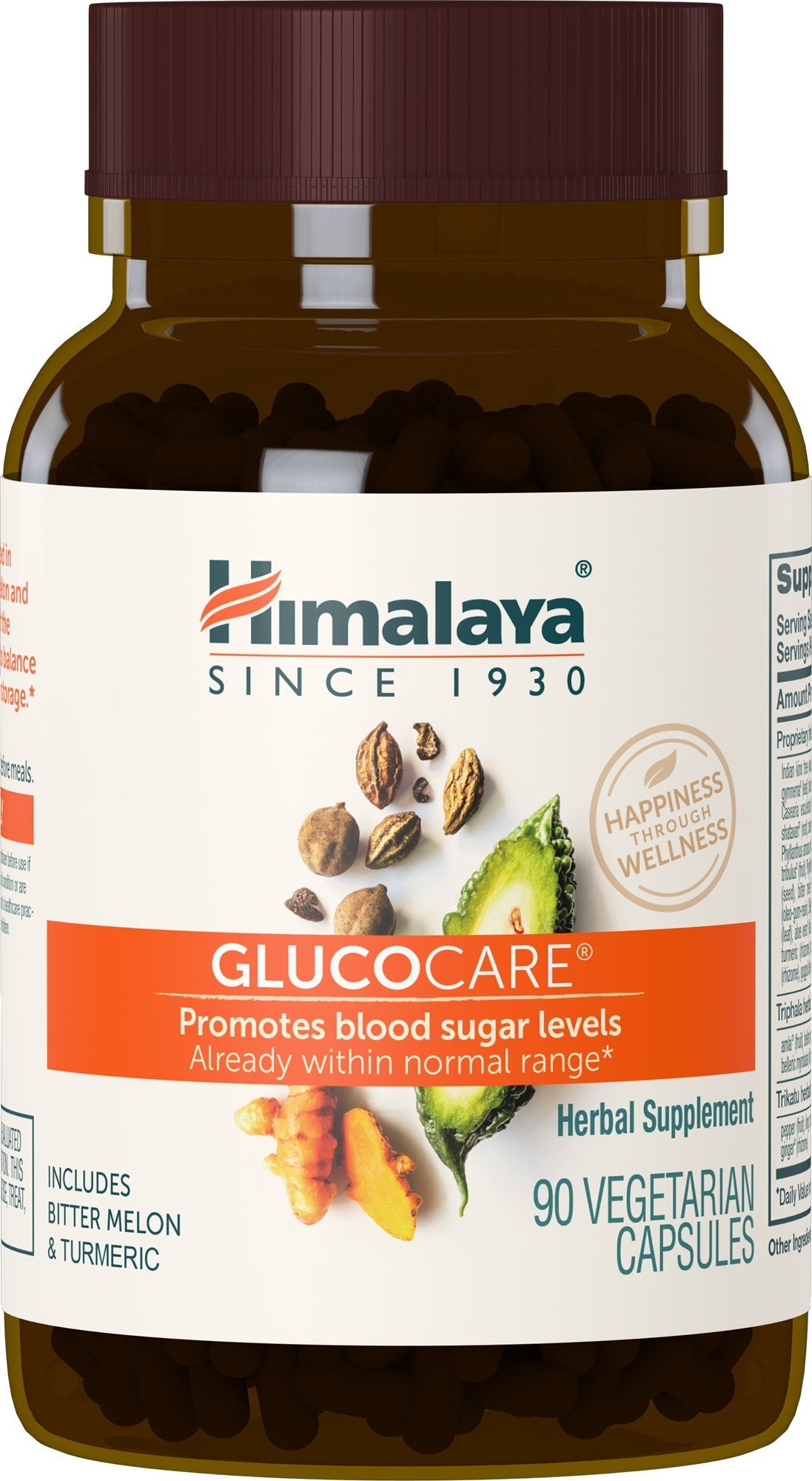 Himalaya GlucoCare, 45 Day Supply - Herbal Glucose Metabolism and Pancreatic Support with Triphala, Turmeric, Bitter Melon, and Gymnema - Vegan, Non-GMO, Gluten Free, 90 Capsules