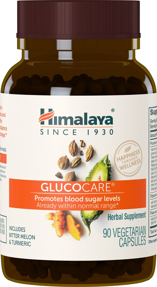 Himalaya GlucoCare, 45 Day Supply - Herbal Glucose Metabolism and Pancreatic Support with Triphala, Turmeric, Bitter Melon, and Gymnema - Vegan, Non-GMO, Gluten Free, 90 Capsules