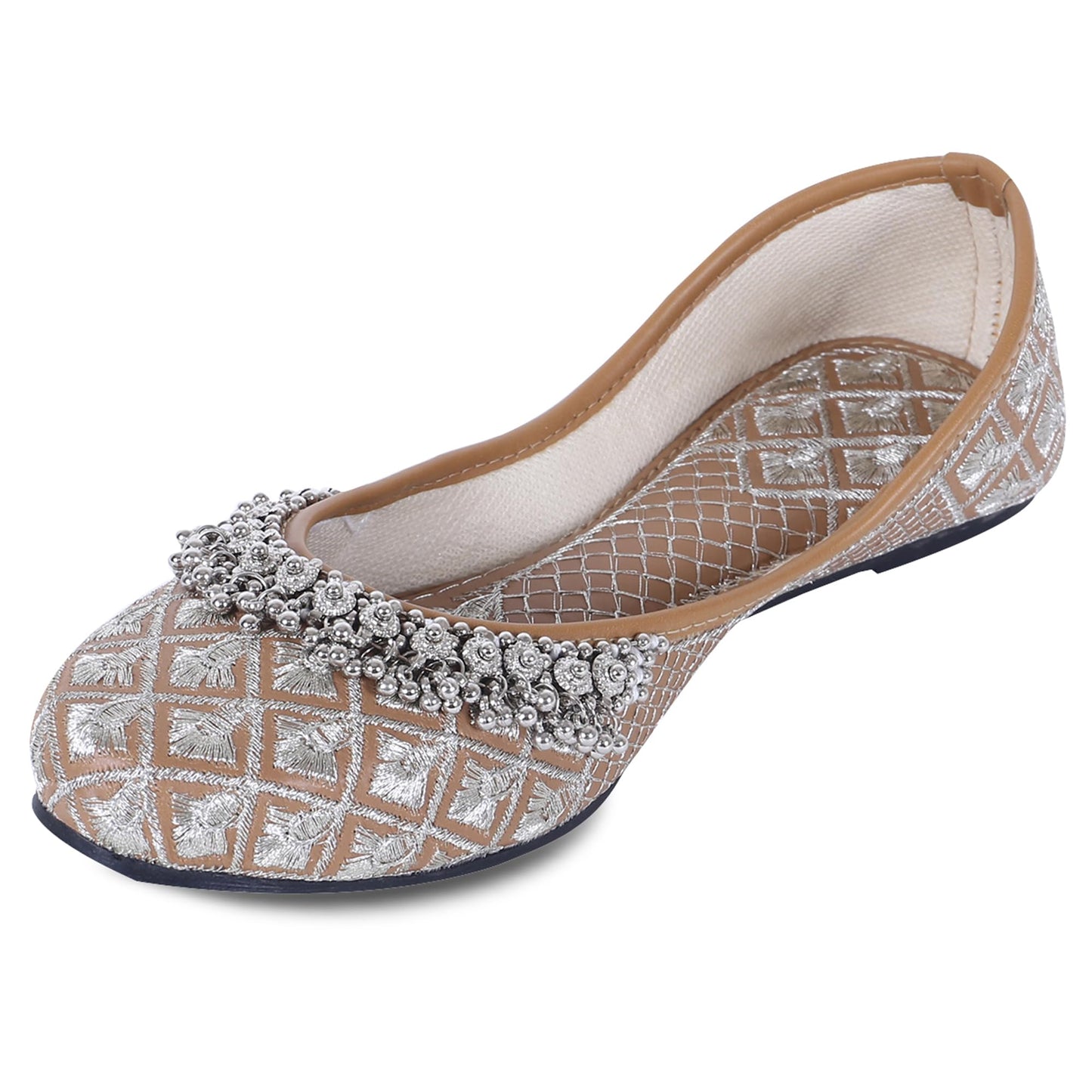 DFR Women Rajasthani Embroidered with Payal Punjabi Mojari Juti Shoe