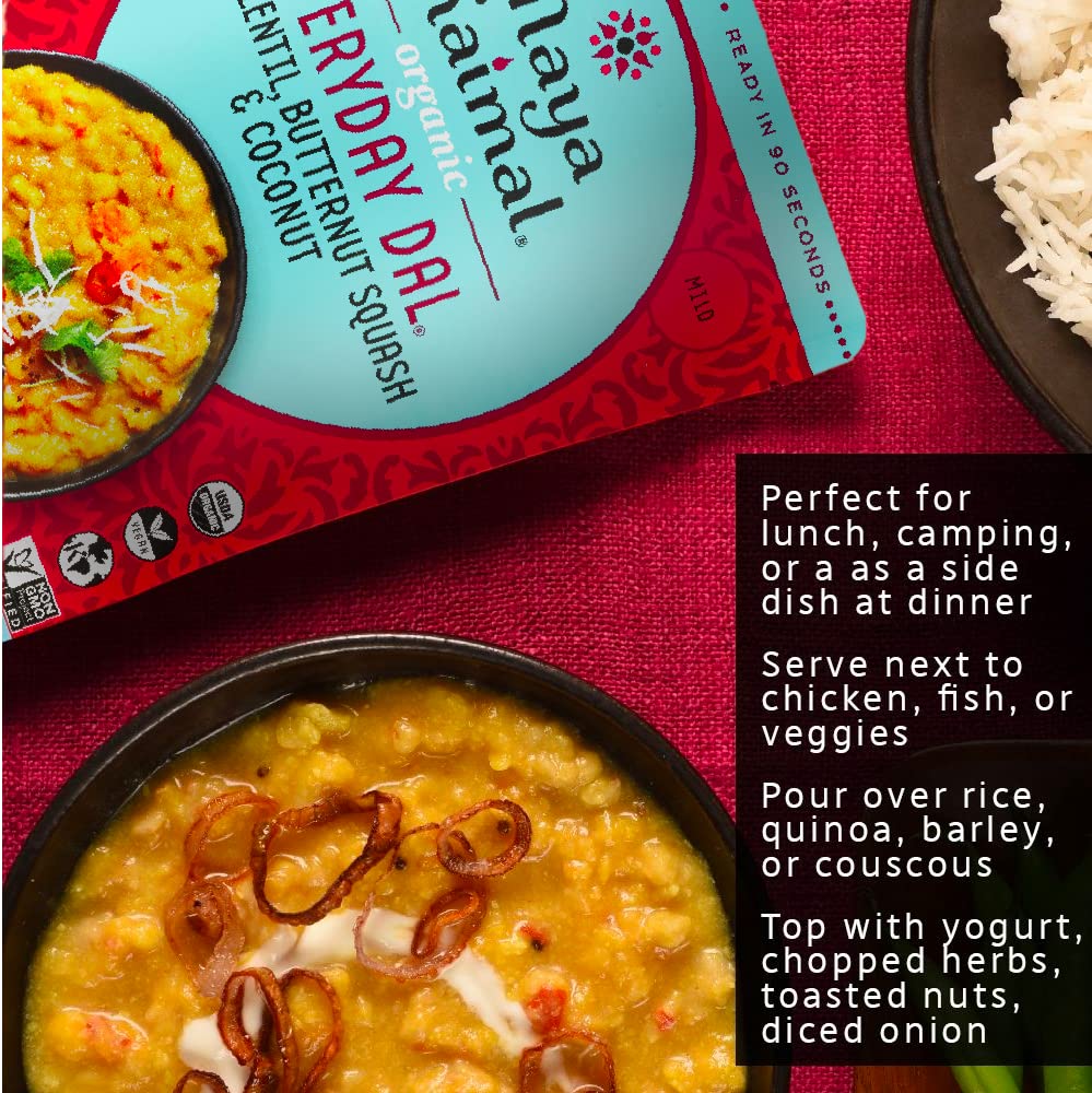 Maya Kaimal Foods - Organic Indian Everyday Dal - 6 pack variety of 10oz Ready to Eat Meals - Fully Cooked - Vegan - Kosher - Microwavable - made from Lentils, Beans, Squash, Coconut, Peas