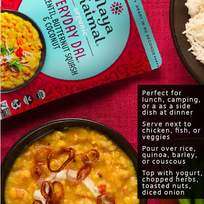 Maya Kaimal Foods - Organic Indian Everyday Dal - 6 pack variety of 10oz Ready to Eat Meals - Fully Cooked - Vegan - Kosher - Microwavable - made from Lentils, Beans, Squash, Coconut, Peas