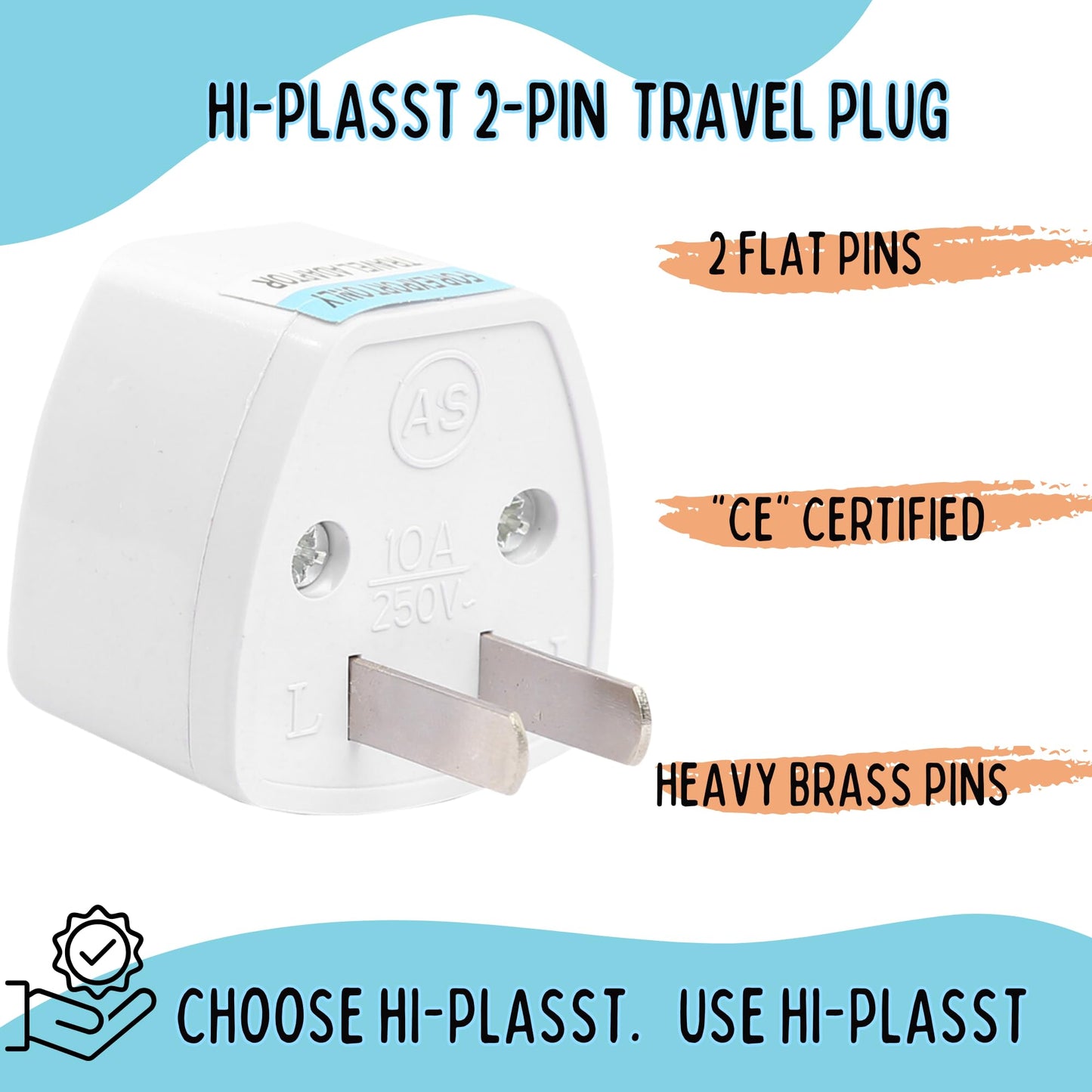 Hi-PLASST (3pcs) Type-A US Converter Plug // India to USA Universal Travel Adapter for USA, Canada, Mexico, Brazil, Philippines, Cuba, Thailand, Taiwan, Japan, Panama, etc