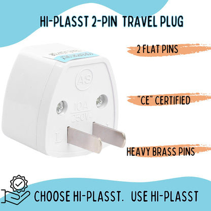 Hi-PLASST (3pcs) Type-A US Converter Plug // India to USA Universal Travel Adapter for USA, Canada, Mexico, Brazil, Philippines, Cuba, Thailand, Taiwan, Japan, Panama, etc