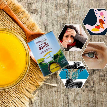 Patanjali Grass Fed Cow Ghee 1Lt- Energy Infused, Low in Lactose, Low in Casein, Non-GMO, Vegetarian, Gluten free, Keto and Paleo friendly.