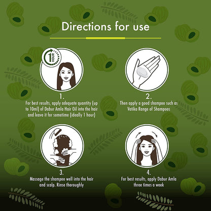 Vatika Naturals Amla Hair Oil – Nourishing Herbal Hair Oil for Stronger, Thicker & Shinier Hair – Enriched with Amla Extracts to Reduce Hair Fall, Strengthen Roots & Promote Healthy Growth – 300ml