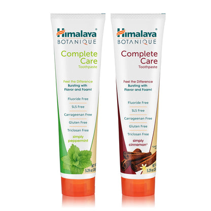 Himalaya Botanique Complete Care Toothpaste, Herbal, Mint Flavor, Fights Plaque, Freshens Breath, Fluoride Free, No Artificial Flavors, SLS Free, Cruelty Free, Foaming, 5.29 Oz, 4 Pack