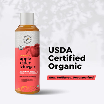 Wellbeing Nutrition Organic Apple Cider Vinegar - Raw, Unfiltered, Unpasteurized - 500ml