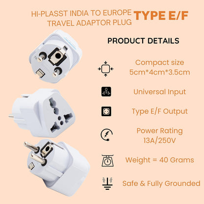 Hi-PLASST (3pcs) Type-A US Converter Plug // India to USA Universal Travel Adapter for USA, Canada, Mexico, Brazil, Philippines, Cuba, Thailand, Taiwan, Japan, Panama, etc