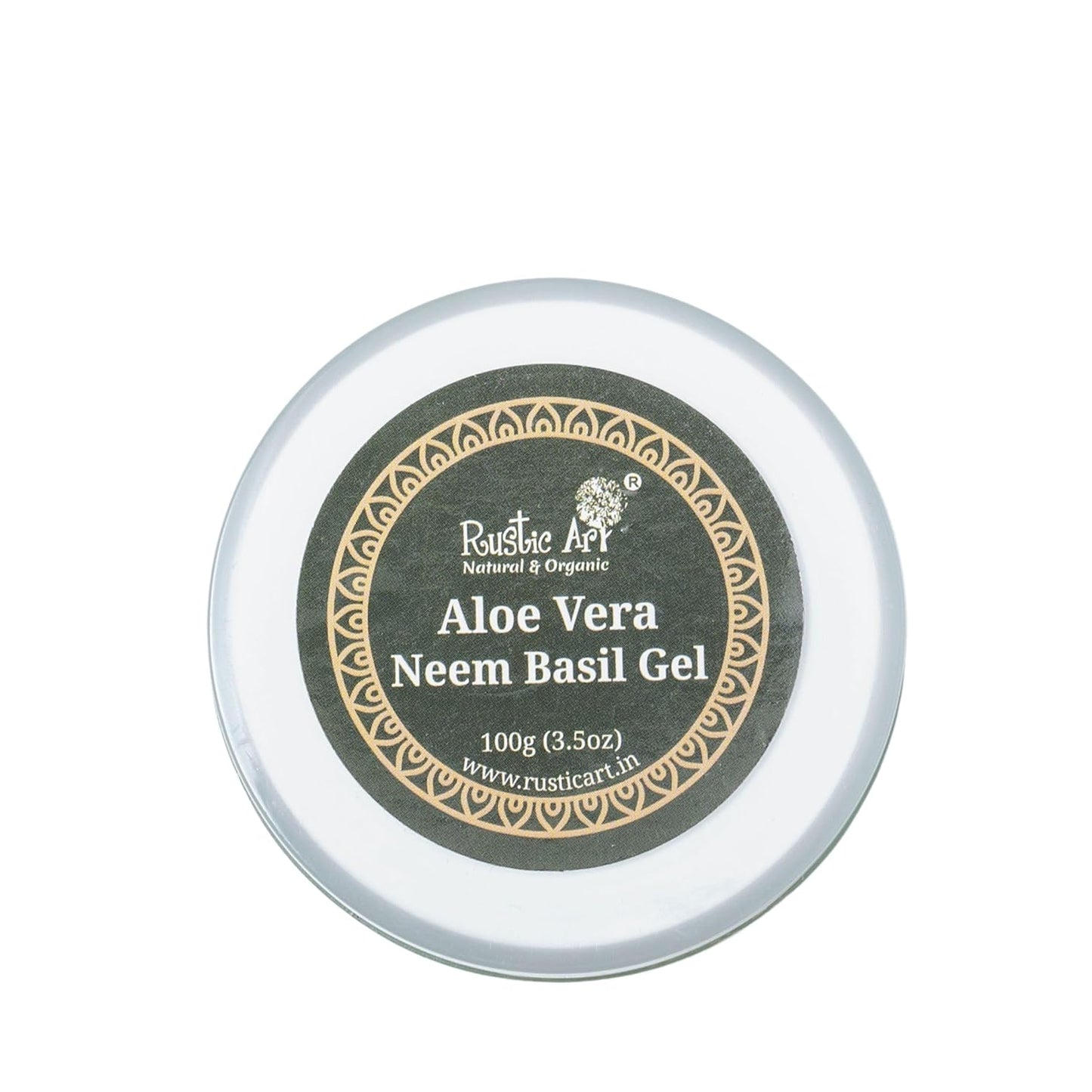 Rustic Art Organic Aloe Vera Neem Basil Gel | Soothing, Cooling | Anti Acne, Reduces Redness | For Kids, Women & Men | 100g